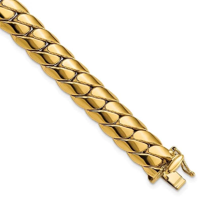 Women’s heart-shaped bracelets-14k Yellow Gold Polished Fancy Link Yellow Gold Men's Bracelet, 9" (W-9.4mm)