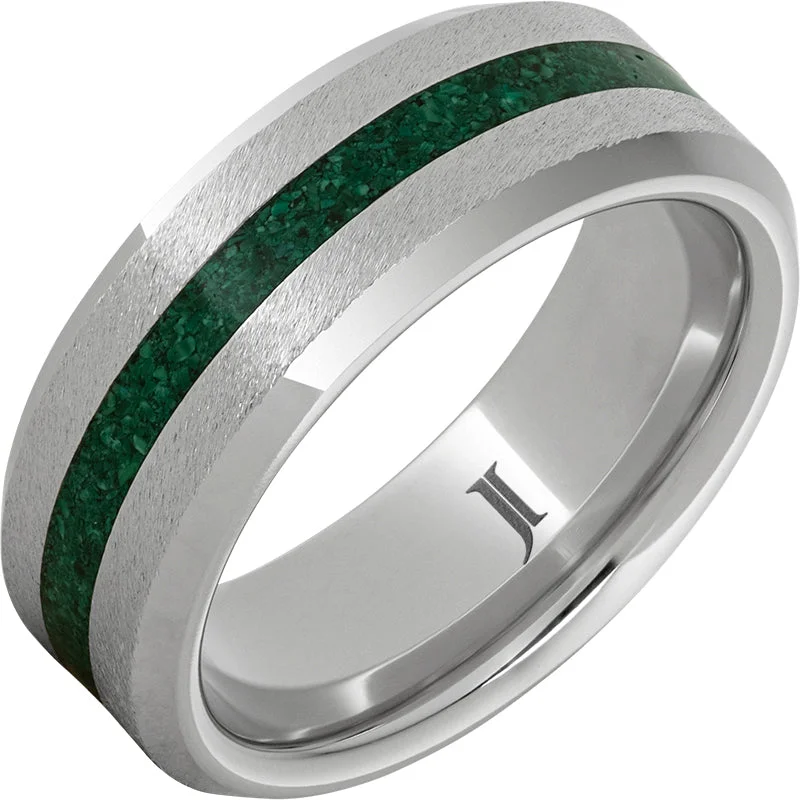 Women’s sapphire engagement rings-Serinium® Ring with Malachite Inlay and Grain Finish