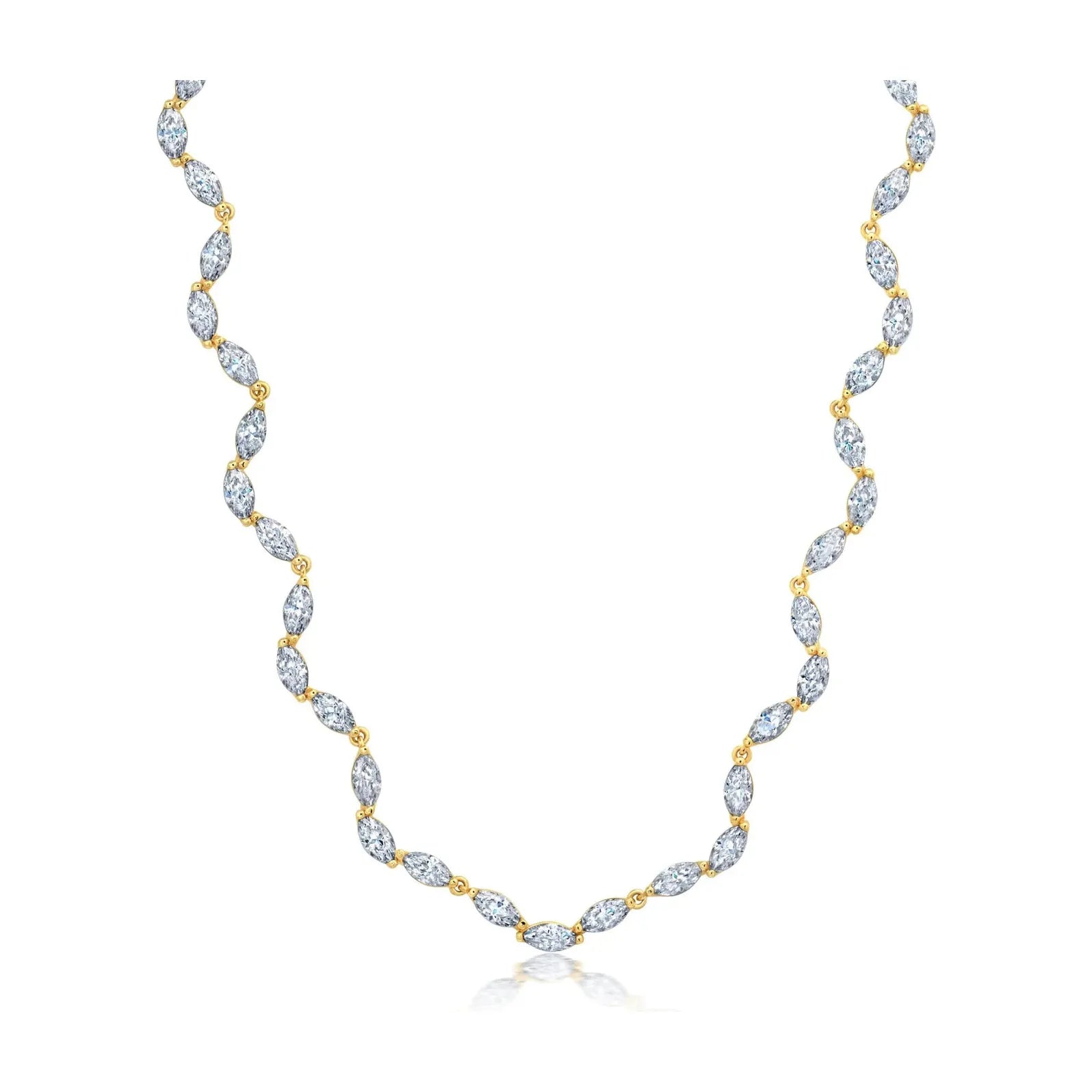 Women’s charm necklaces-CRISLU Marquis Tennis Necklace in Platinum