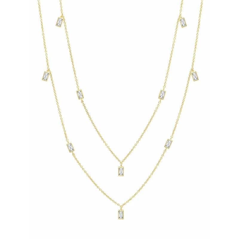 Women’s wedding necklaces-Crislu Prism Baguette 36" Necklace finished in 18KT Gold