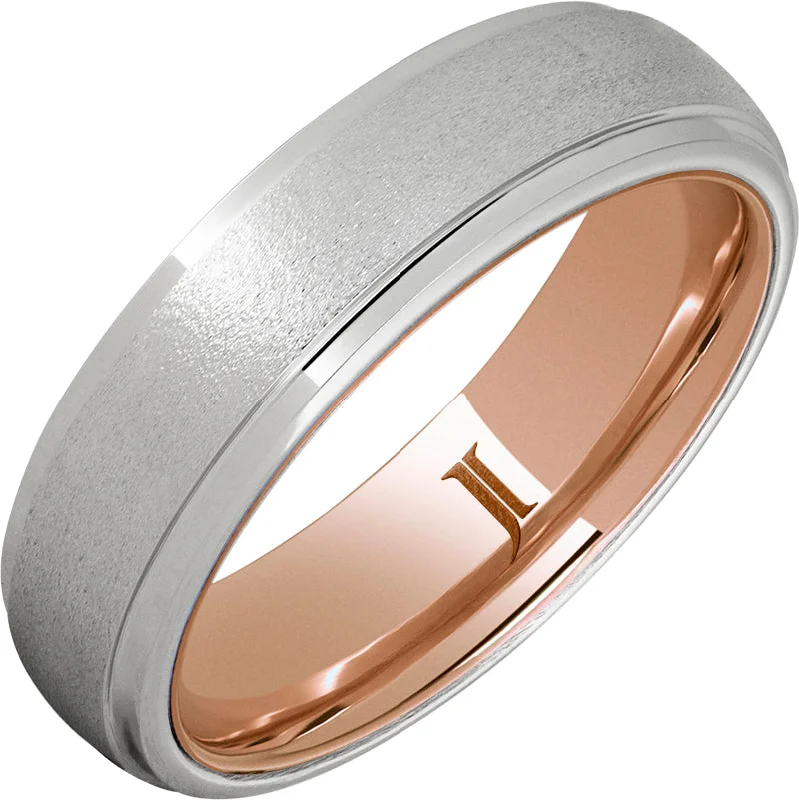 Women’s round diamond rings-Serinium® Ring with 10K Rose Gold Interior and Stone Finish