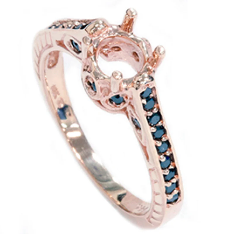 Women’s platinum engagement rings-Rose Gold 1/4ct Vintage Black Diamond Ring Setting 14K