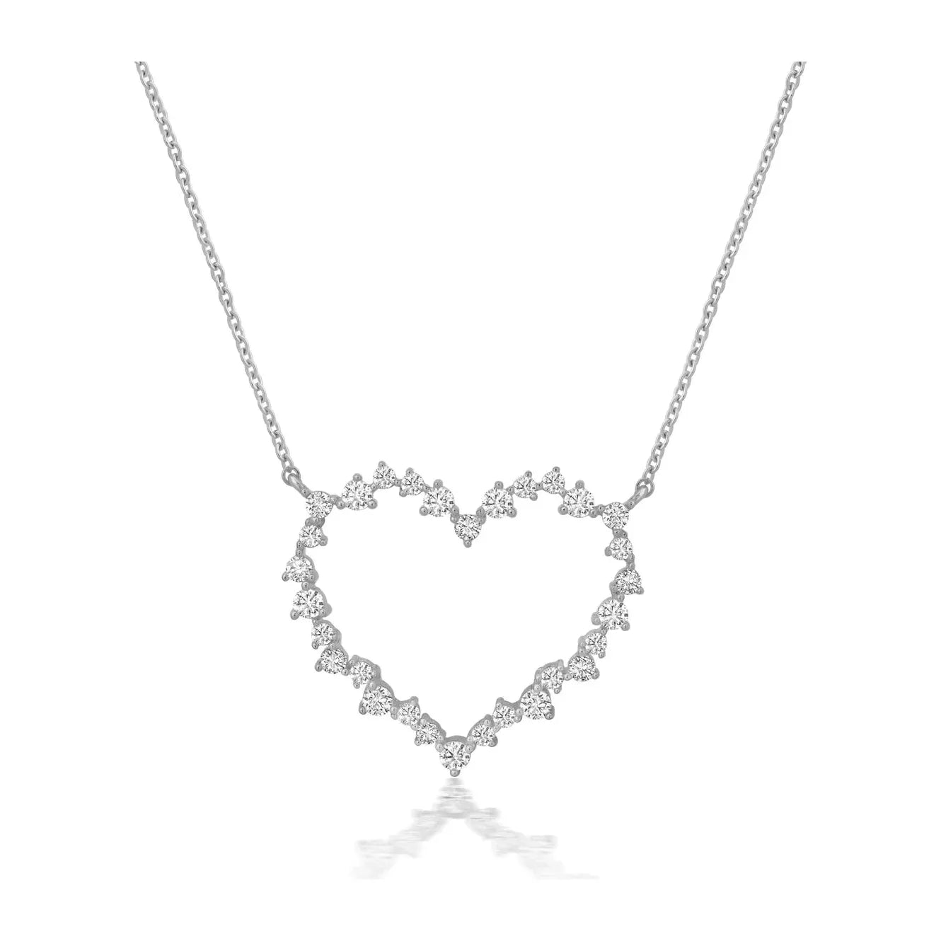 Women’s gemstone pendant necklaces-CRISLU Adore Open Heart Mix Shape Necklace in Pure Platinum