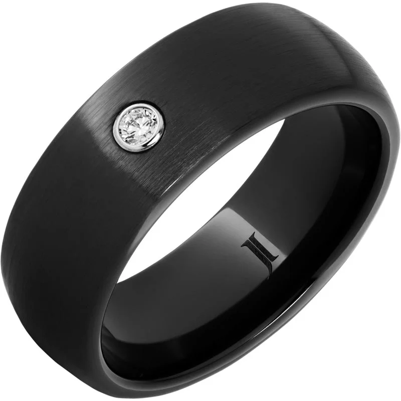 Women’s black diamond rings-Diamond Dome - Black Diamond Ceramic™ Ring with Diamond