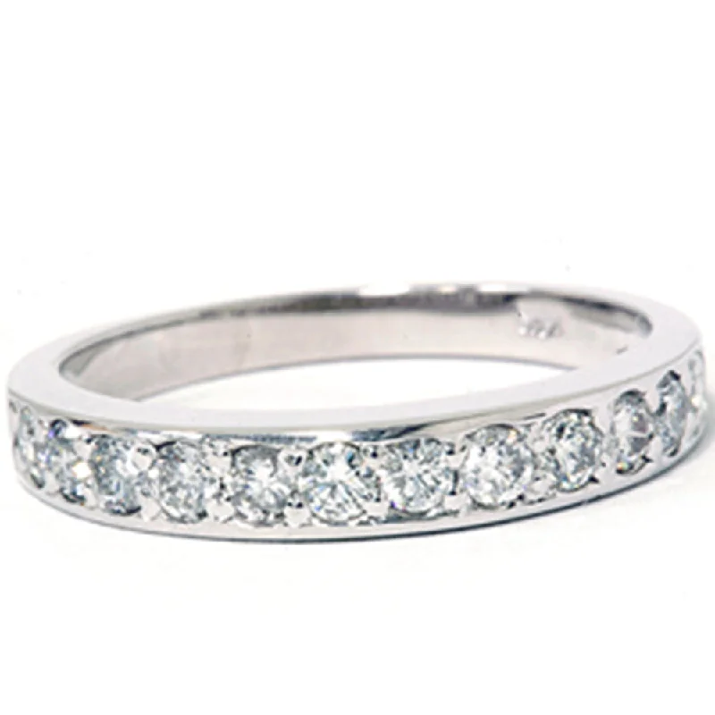 Women’s vintage-style engagement rings-3/8ct Pave Diamond Ring 14K White Gold