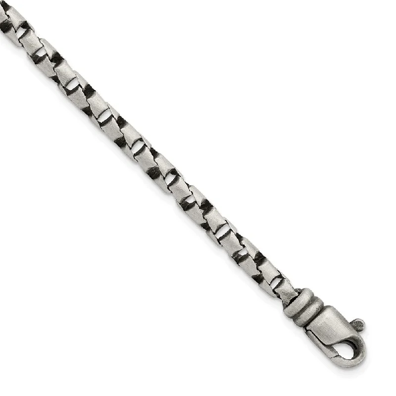 Women’s wedding bracelets-Sterling Silver Brushed Antiqued Fancy Link Bracelet-WBC-QG5727-8.5