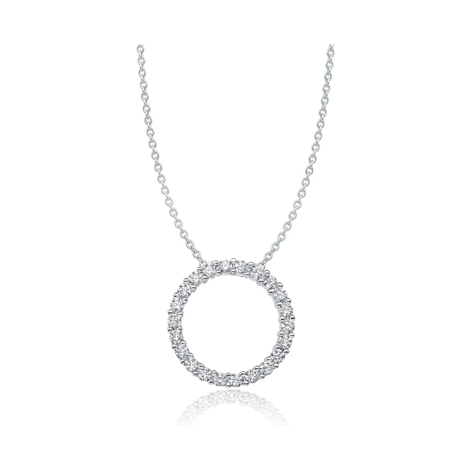 Women’s statement pearl necklaces-CRISLU Open Pave Circle Necklace In Pure Platinum