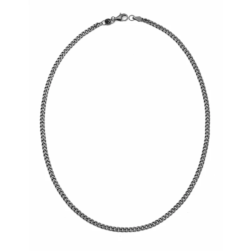 Women’s beaded necklaces-CRISLU Mens 18" Matte Curb Chain Necklace In Black Rhodium