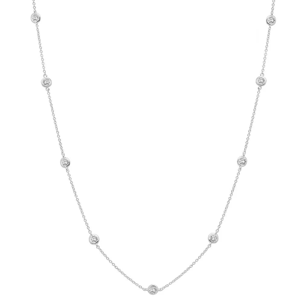 Women’s fashion necklaces-CRISLU 16"  Bezel Necklace 4mm Finished in Pure Platinum