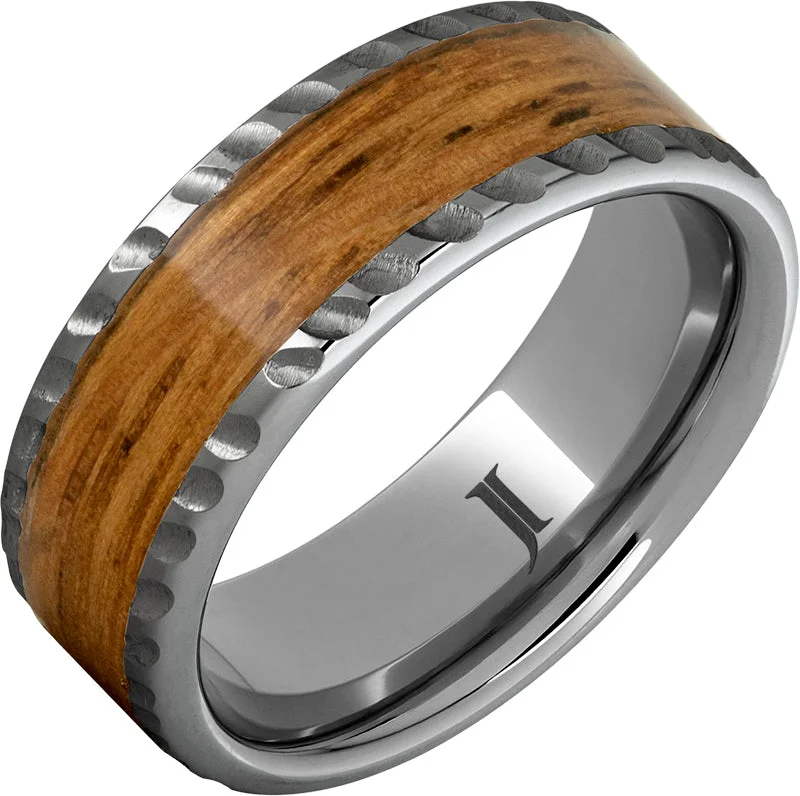 Women’s vintage engagement rings-Barrel Aged™ Rugged Tungsten™ Ring with Single Malt Scotch Wood Inlay