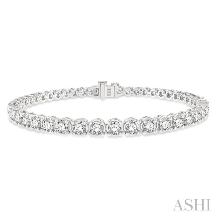 Women’s minimalist bangles-4 ctw Round Cut Diamond Tennis Bracelet in 14K White Gold