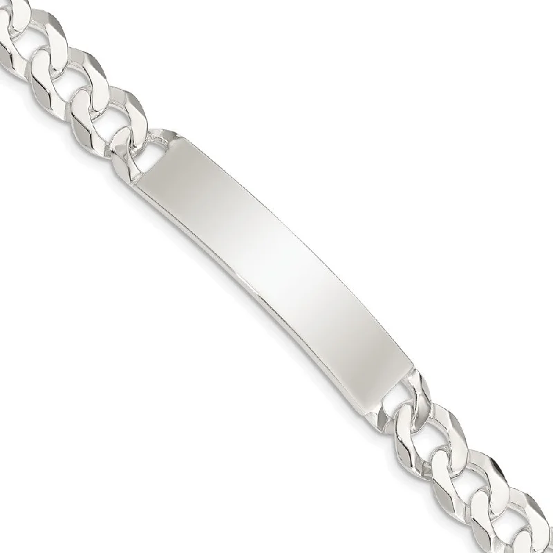 Women’s adjustable bangle bracelets-Sterling Silver Curb Link ID Bracelet-WBC-QID200-8.5