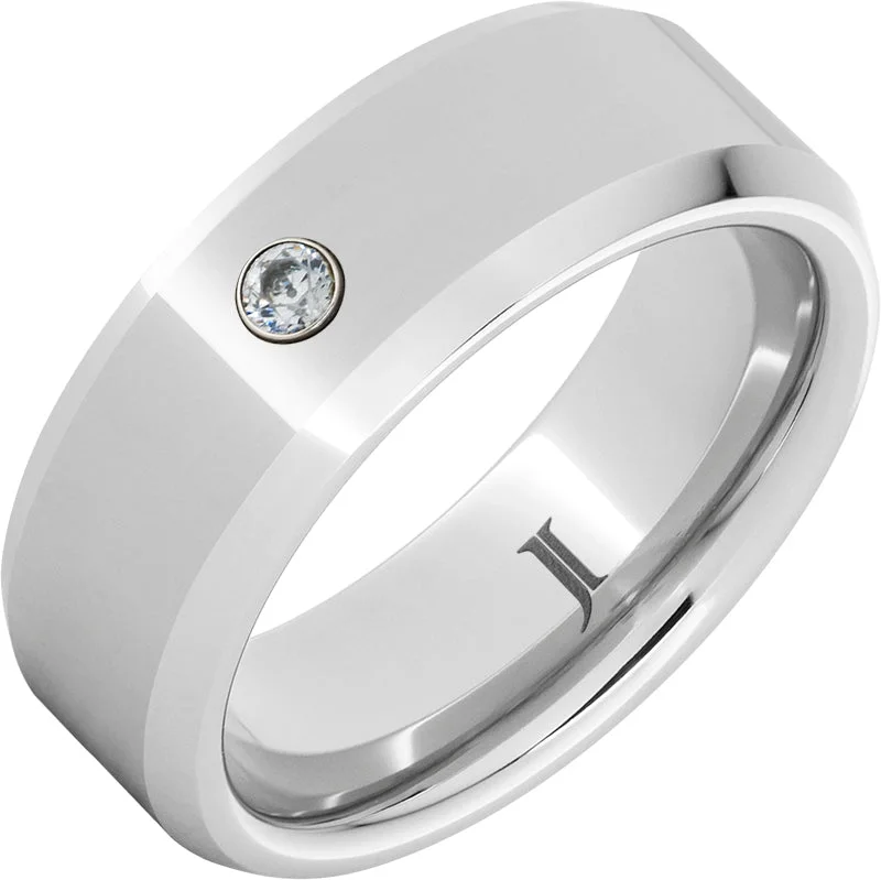 Women’s sapphire engagement rings-Serinium® Bevel Ring with Diamond