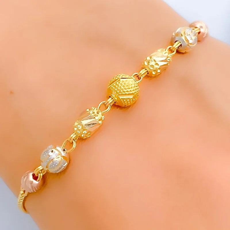 Women’s gemstone bracelets-Multi-Colored Dainty Orb 22k Gold Bracelet