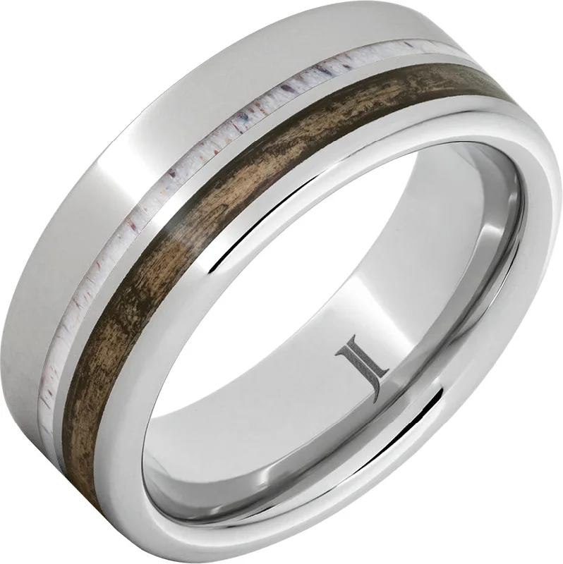 Women’s eternity rings-Barrel Aged™ Serinium® Ring with Bourbon Wood and Deer Antler Inlays