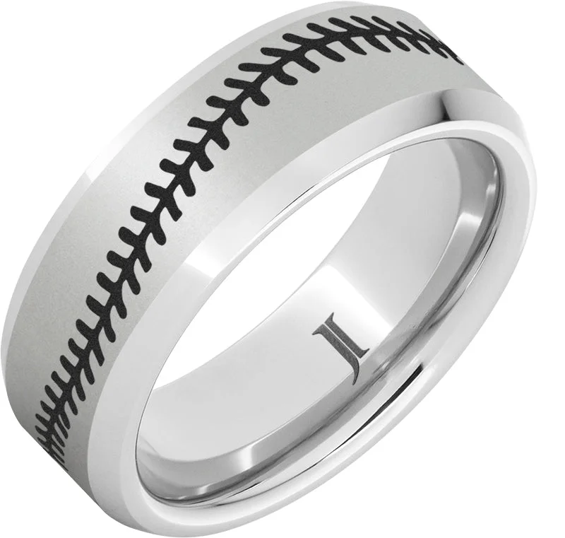 Women’s matching wedding rings-National Pastime Collection™ Serinium® Beveled Baseball Ring