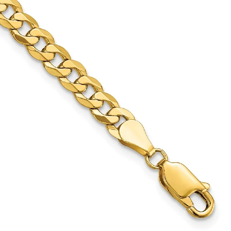 Women’s statement bangles-14k Yellow Gold 4.5mm Flat Beveled Curb Chain Bracelet, 7"