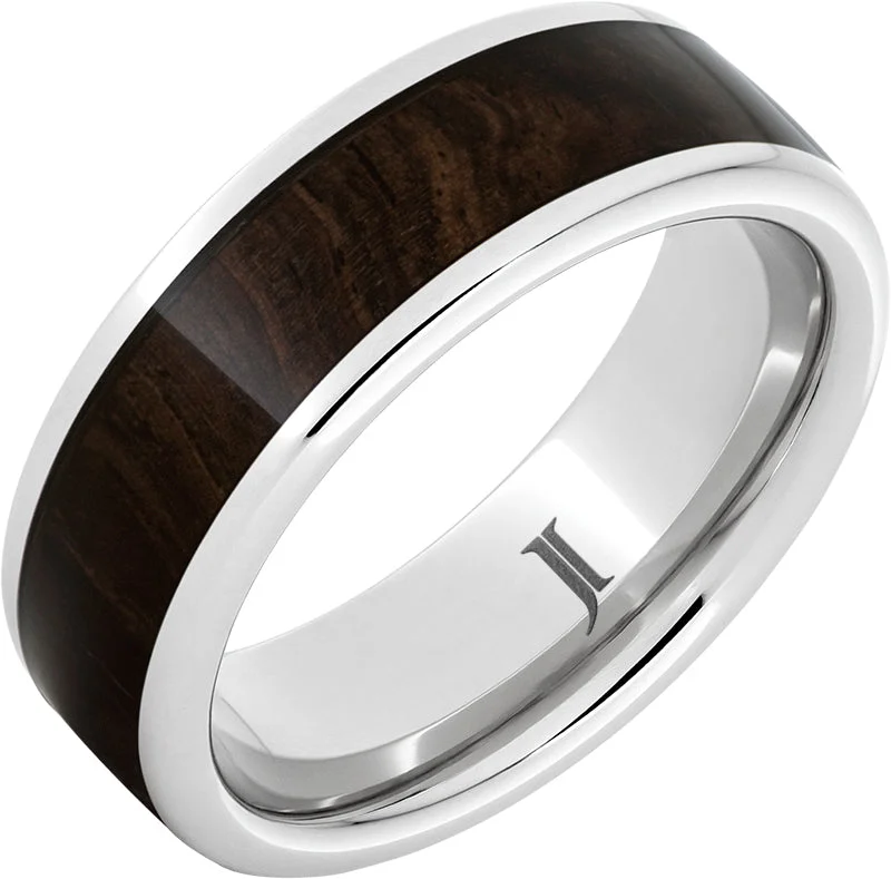 Women’s sapphire rings-Serinium® Men's Ring with African Blackwood Inlay