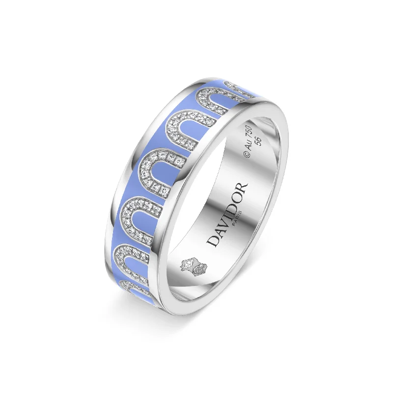 Women’s oversized rings-L'Arc de DAVIDOR Ring MM, 18k White Gold with Hortensia Lacquered Ceramic and Arcade Diamonds