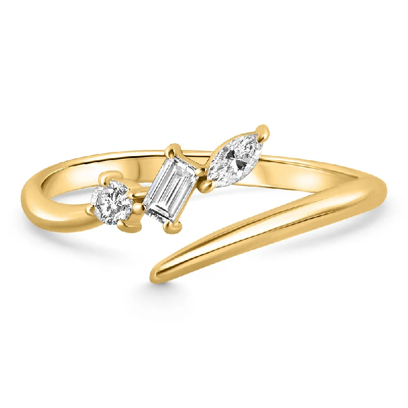 Women’s luxurious gold engagement rings-1/4Ct Fancy Multi Shape Diamond Ring Stackable Band 14k Gold Lab Grown