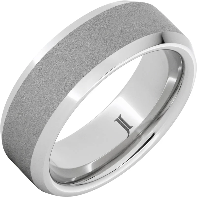 Women’s wedding anniversary rings-Sernium® Beveled Ring with Sandblast Finish