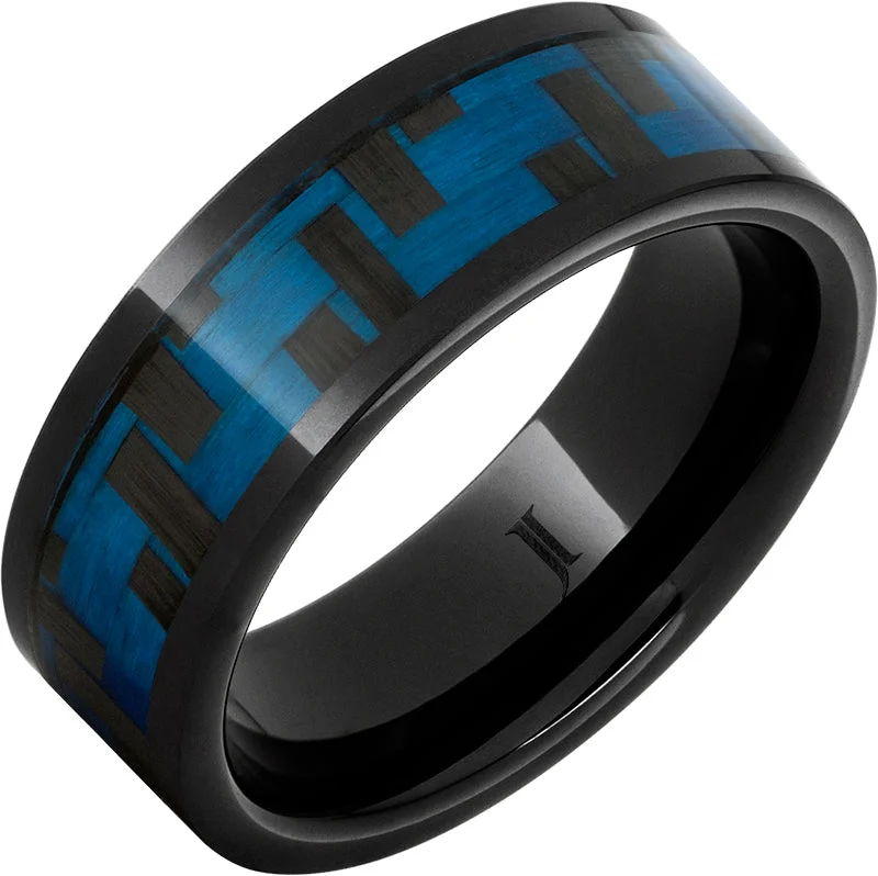 Women’s fashion rings-Black Diamond Ceramic™ Blue Carbon Fiber Inlay Ring