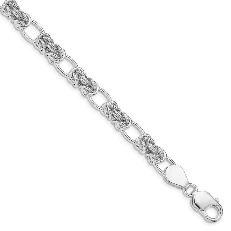 Women’s handcuff bracelets-Sterling Silver Polished Link Bracelet-WBC-QG4838-8.5