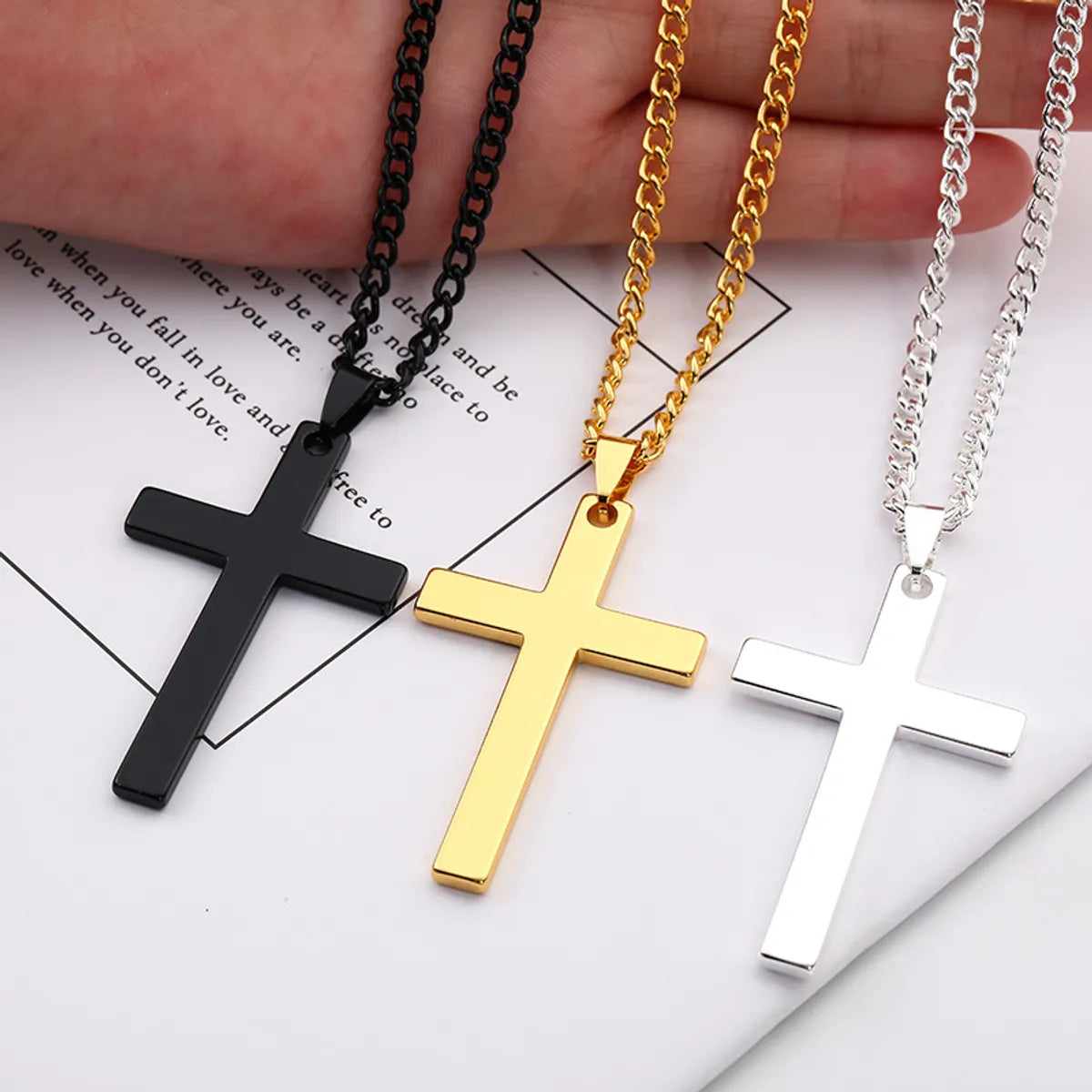 Women’s custom birthstone necklaces-Hip-hop Cross Alloy Unisex Pendant Necklace 1 Piece