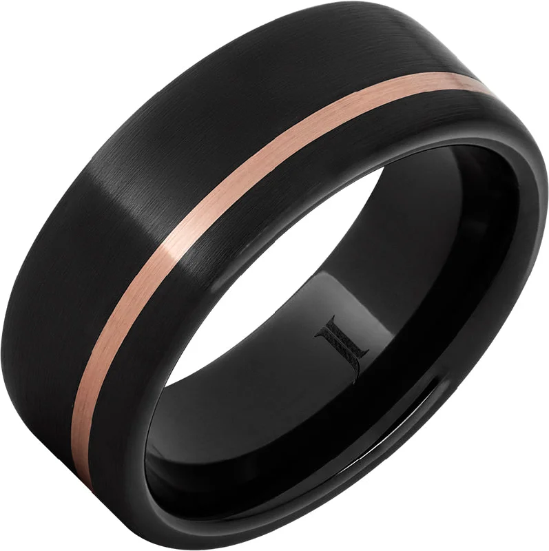 Women’s romantic rings-BLACK DIAMOND CERAMIC™ RING WITH ROSE GOLD INLAY