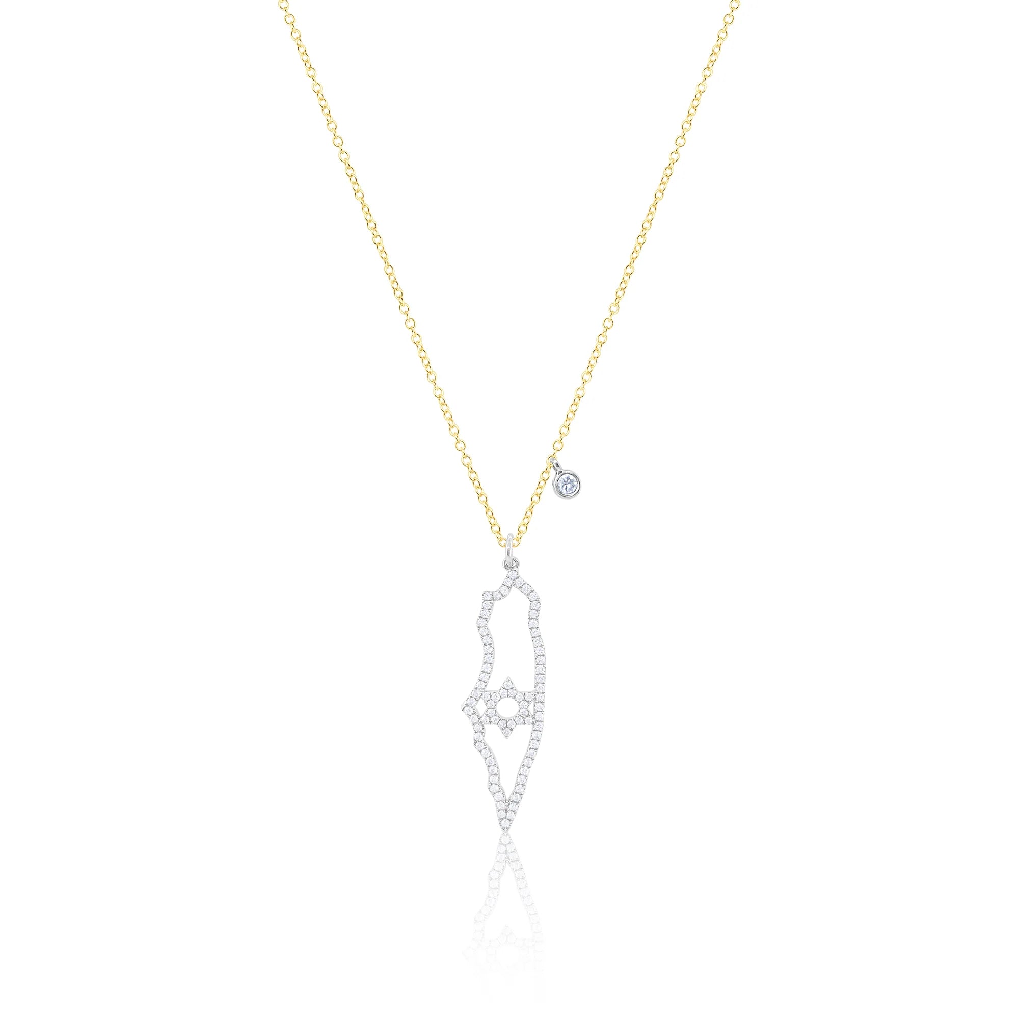 Women’s gold pendant necklaces-Meira T 14KT Gold and Diamond Bezel Israel Necklace