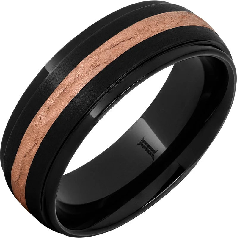 Women’s promise rings-Black Diamond Ceramic™ Ring with 14k Rose Gold Inlay