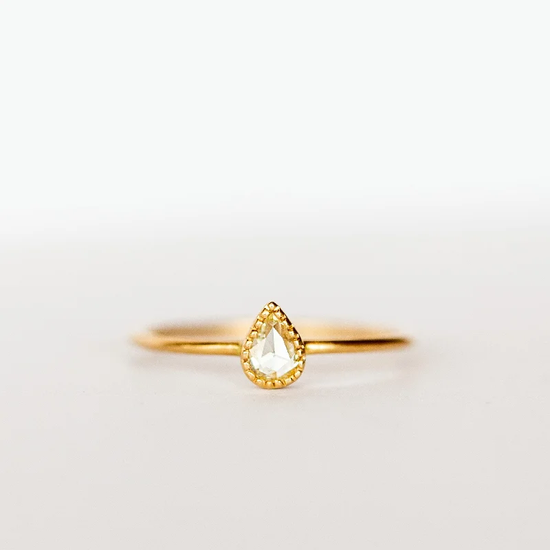 Women’s round diamond engagement rings-Margaret Solow | Tiny Teardrop Diamond Ring