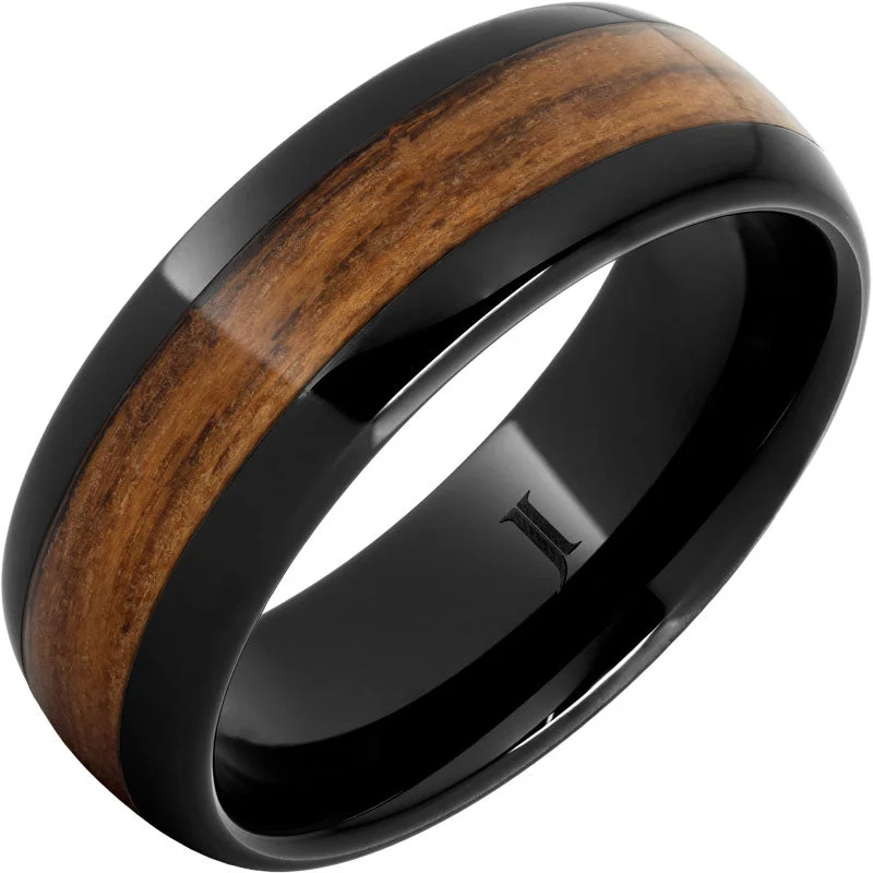 Women’s vintage rings-Black Diamond Ceramic™ Ring with Marine Teak Inlay