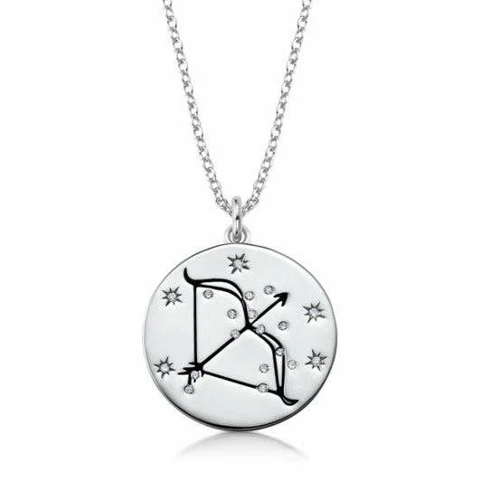 Women’s matching jewelry set necklaces-CRISLU SAGITTAURIUS- ZODIAC NECKLACE FINISHED IN PURE PLATINUM