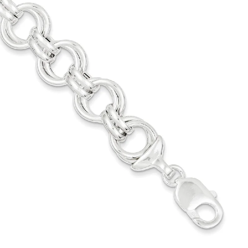 Women’s gold-plated bracelets-Sterling Silver Polished Fancy Link Bracelet-WBC-QG1556-8.5