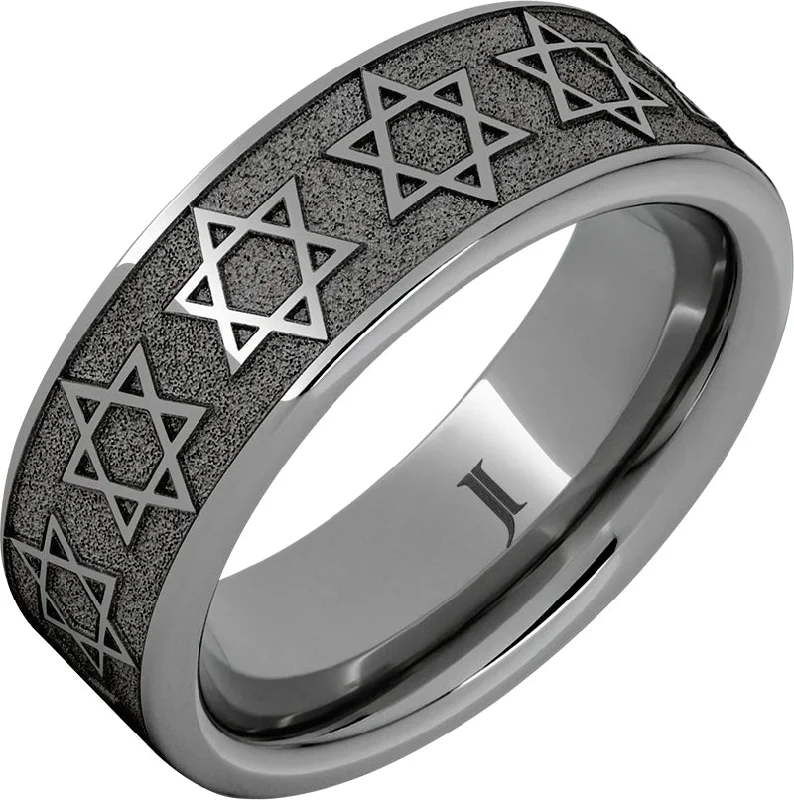 Women’s cushion-cut rings-Rugged Tungsten™ Star of David Ring