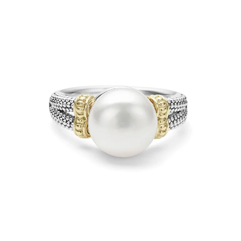 Women’s precious stone rings-Caviar Pearl Statement Ring