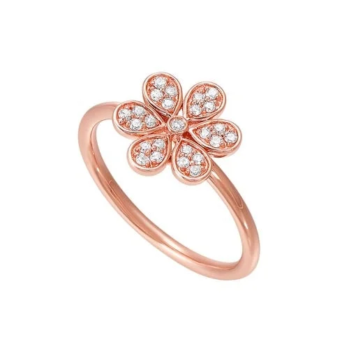 Women’s twisted rings-Diamond Blooming Daisy Flower Ring in Gold (1/7ctw)