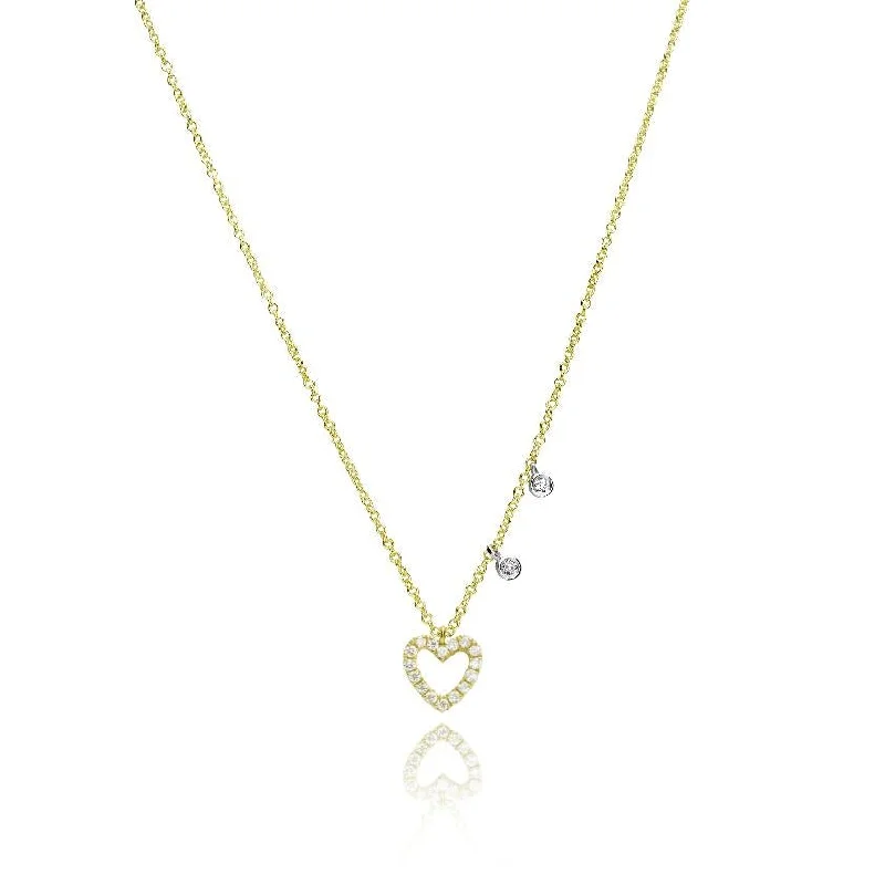 Women’s wedding necklaces-Meira T  Dainty Yellow Gold Heart and Diamond Necklace