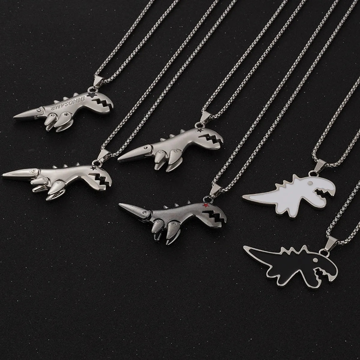 Women’s layered gold necklaces-Hip-hop Dinosaur Alloy Titanium Steel Unisex Pendant Necklace