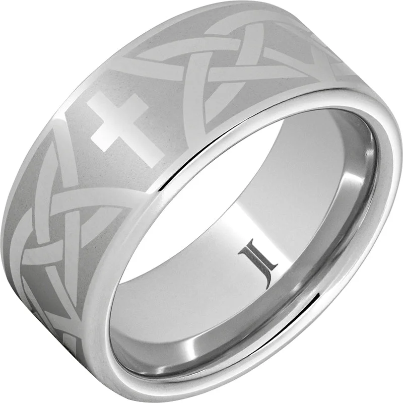 Women’s two-tone rings-Serinium® Christian Cross and Knot Ring