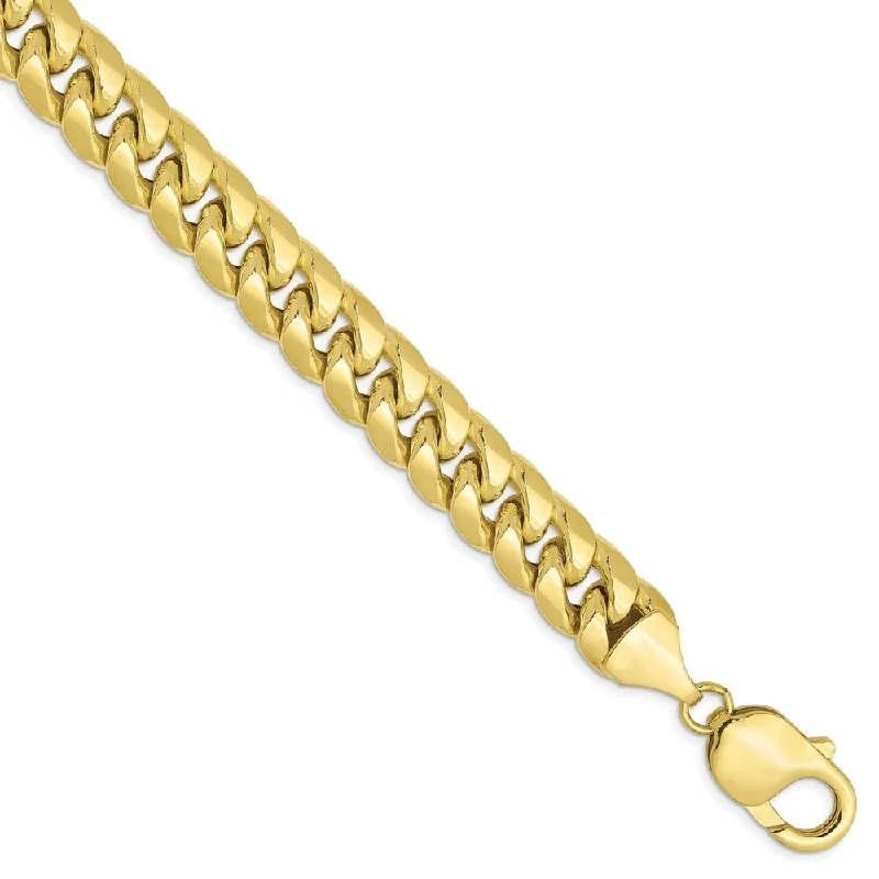 Women’s minimalist bracelets-10k Yellow Gold Semi-Solid 9.3mm Miami Cuban Chain Bracelet, 8"