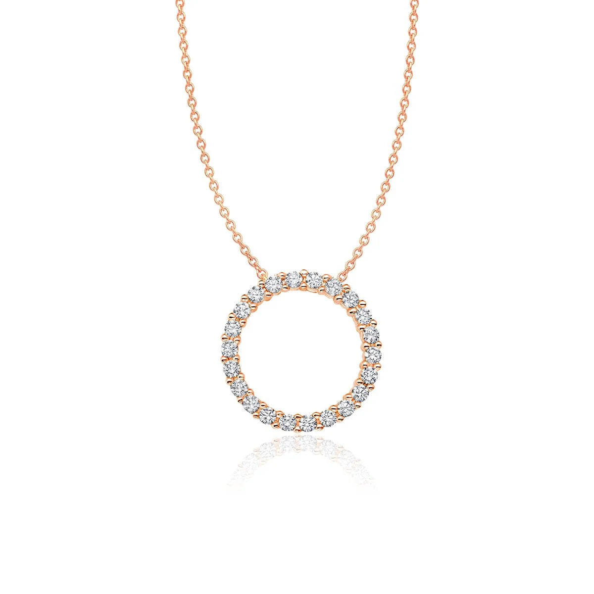 Women’s minimalist necklaces-CRISLU Open Pave Circle Necklace In Rose Gold