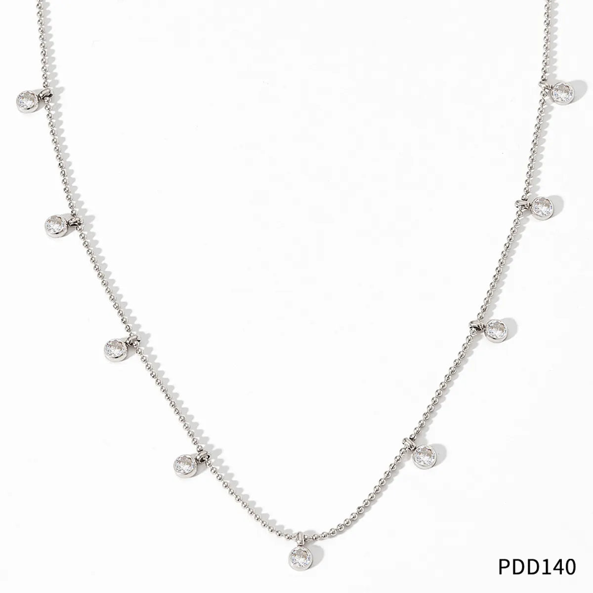 Pdd140 Silver Necklace White Zirconium