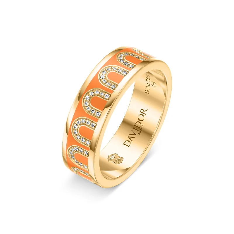 Women’s colorful gemstone rings-L'Arc de DAVIDOR Ring MM, 18k Yellow Gold with Zeste Lacquered Ceramic and Arcade Diamonds