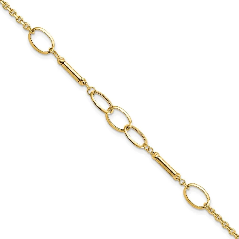 Women’s silver chain bracelets-14k Yellow Gold Bars and Links Bracelet, 7.5" (W-6.63mm)