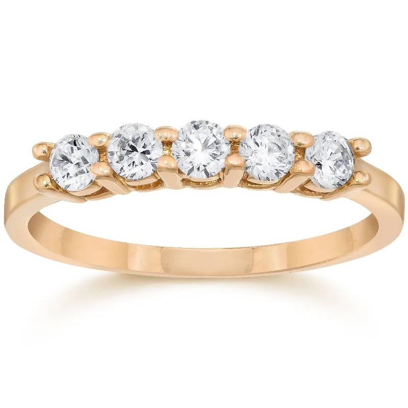 Women’s halo diamond engagement rings-1/2ct Five Stone Diamond Ring 10K Rose Gold