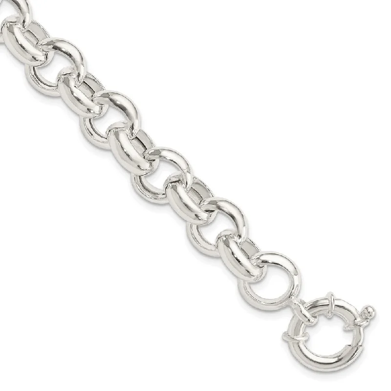 Women’s infinity bracelets-Sterling Silver Polished Fancy Rolo Link Bracelet-WBC-QG5024-8