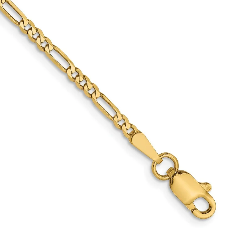 Women’s stylish bracelets-14k Yellow Gold 1.8mm Flat Figaro Chain Bracelet, 7"