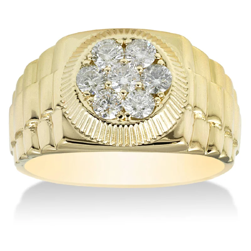 Women’s custom design engagement rings-1Ct TDW Men's Diamond Ring 14k Yellow Gold